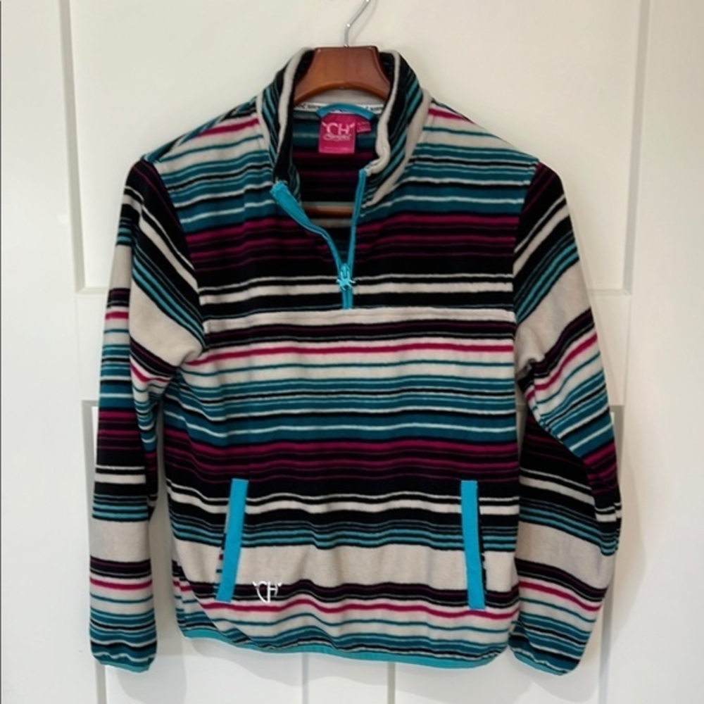 Cowgirl Hardware Striped Fleece Pullover Sweater Multicolor Sz XL 14/16